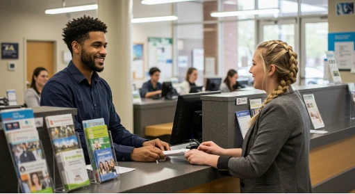 Customer  at a walk-in service counter