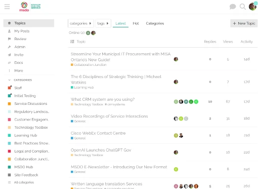 Screenshot of MSDO members forum